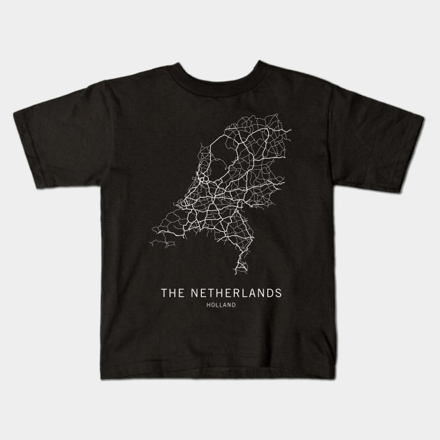 The Netherlands Road Map Kids T-Shirt by ClarkStreetPress